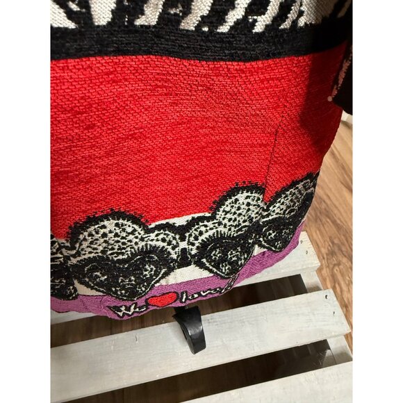 VTG Artsy Desigual We love Womens 40 Patchwork Tapestry Trench Coat Jacket Retro - Picture 10 of 16